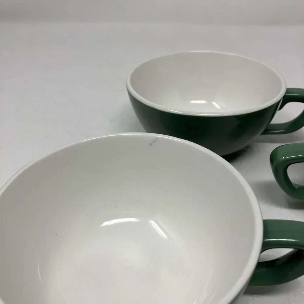 4 Taylor Smith Taylor Conversation Tea Cups Green And White